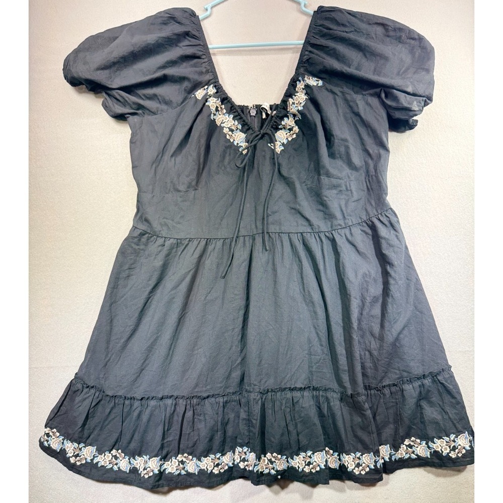 Abercrombie & Fitch Womens Black Embroidered Mini Dress XXL NWT Tags Included